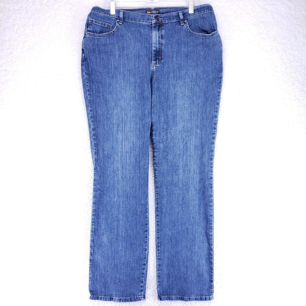 LEE Relaxed Fit Straight Leg Jeans Women Size 16 Mid Rise Denim Casual Pants
